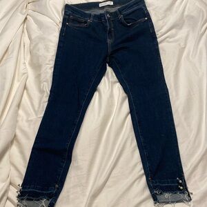 Zara dark denim skinny jeans with embellishment